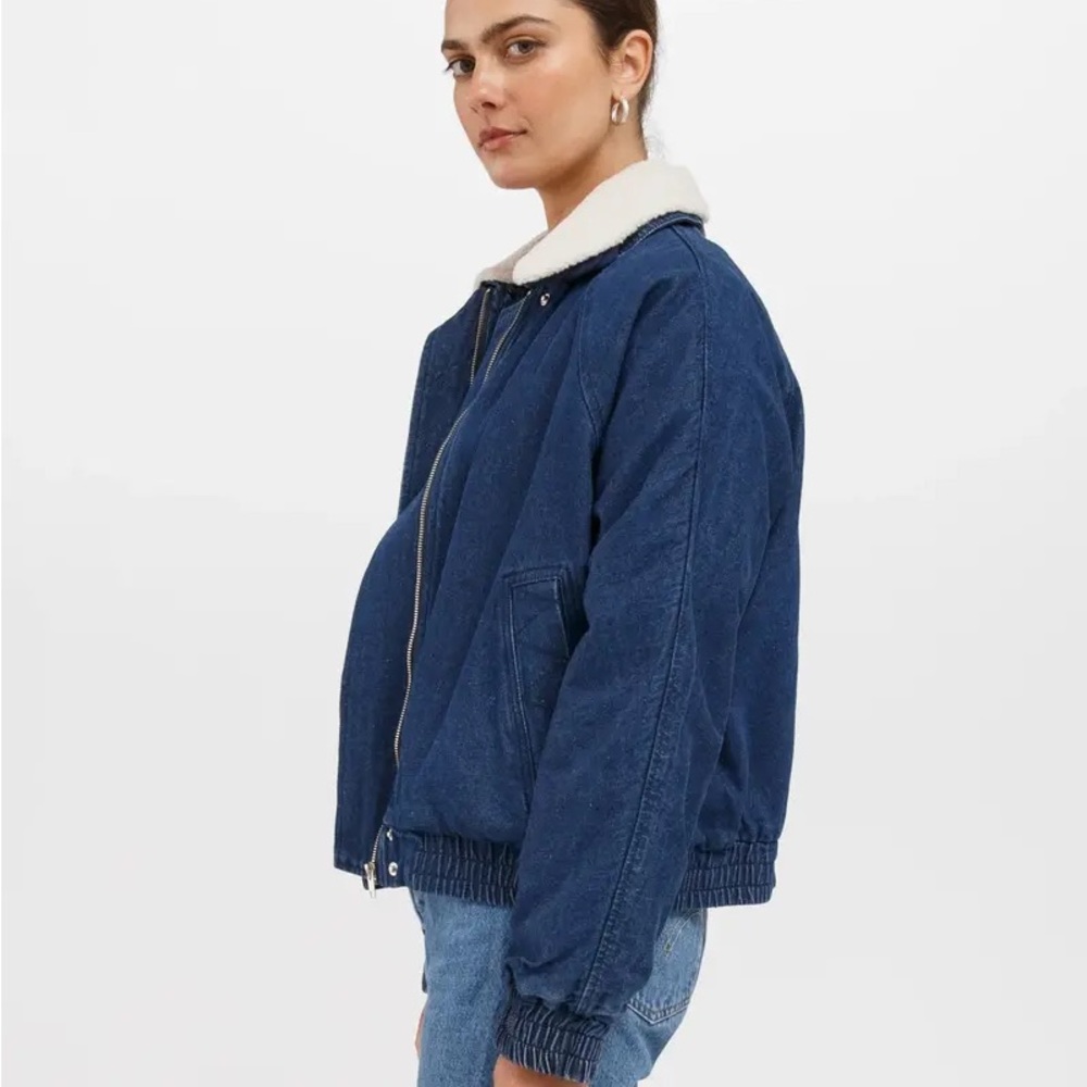 The Mackenzie Denim Bomber With Faux Shearling - Picture 3 of 3